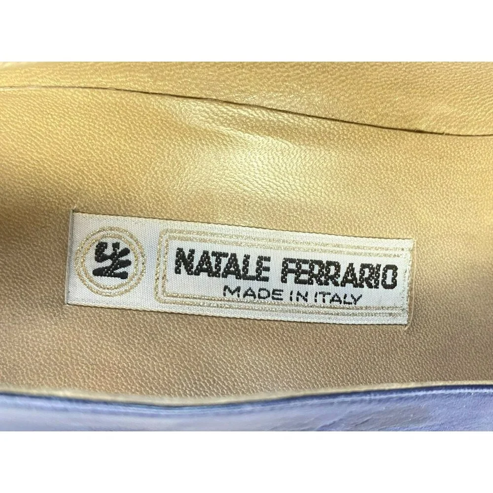 Vintage Natale Ferrario Heels Purple Embossed Leather Snakeskin Size 39 1/2Italy - Picture 6 of 9